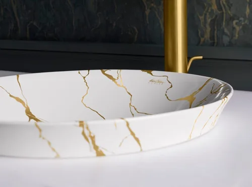 Miniatura 5 de KOHLER K-28039-AUR-0 ARTIST EDITIONS Aureus - Lavabo de baño semiempotrado, sin desbordamiento, redondo, 16-3/4 pulgadas, color blanco