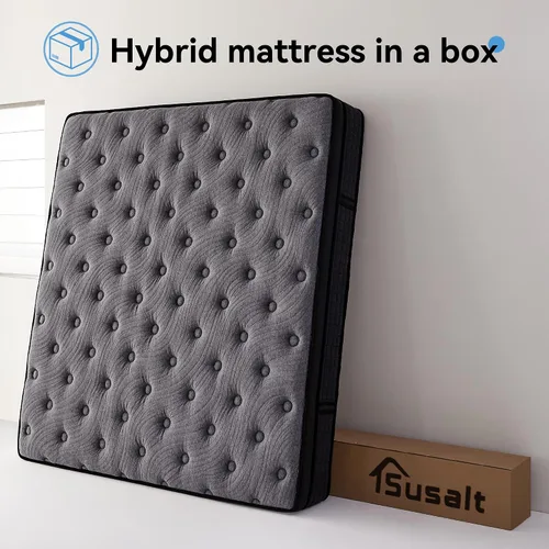Miniatura 9 de Susalt Colchón híbrido tamaño individual, colchón híbrido de 10 pulgadas en una caja, espuma viscoelástica de gel, firmeza media, soporte de bordes