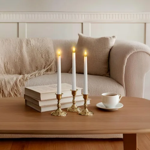 Miniatura 3 de 6 piezas de velas cónicas sin llama con control remoto y temporizador, 9.6 pulgadas de velas LED de plástico, velas blancas operadas por batería