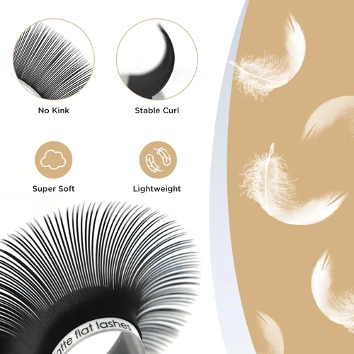 Miniatura 3 de Lashview Ellipse Extensiones de pestañas planas de 0.15 mm, rizo C de 0.31-0.59 pulgadas, negro visón, pestañas individuales, súper mate