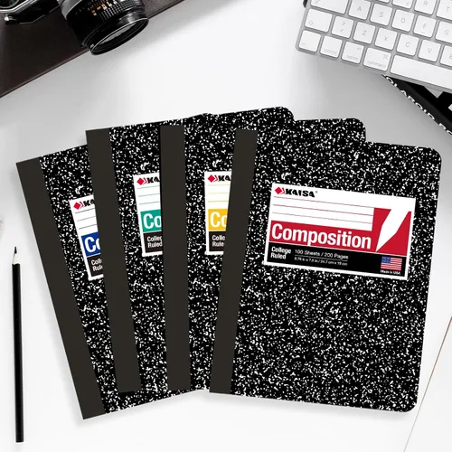 Miniatura 7 de KAISA Cuadernos de composición de 100 hojas, con rayas universitarias, 9.75 x 7.5 pulgadas, cuaderno clásico de composición primaria de mármol, 20