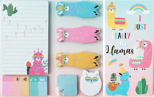 Xqumoi I Just Really Like Llamas - Juego de notas adhesivas, 550 hojas, lindas notas autoadhesivas de alpaca de dibujos animados, pestañas divisoras