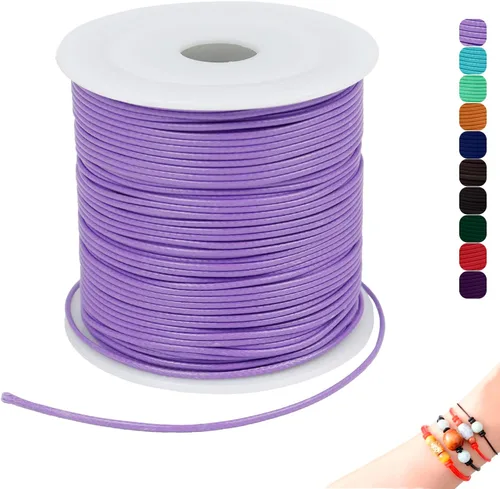 Miniatura 12 de CAMAL Cuerda de cera de 0.069 pulgadas para hacer pulseras, hilo encerado de 23 yardas para joyería y pulsera, cordón encerado para manualidades