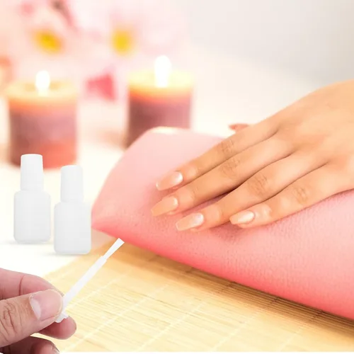 Miniatura 3 de Lurrose Recipiente transparente, 11 frascos de pegamento de uñas transparentes, botellas pequeñas de esmalte de uñas con cepillo de 0.3 fl oz