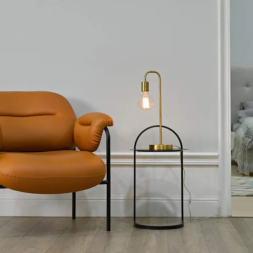 Miniatura 4 de GLOBE Electric 67433 Holden - Lámpara de mesa de 18 pulgadas, latón mate, moderna, mesita de noche, decoración de dormitorio, sala de estar, luz