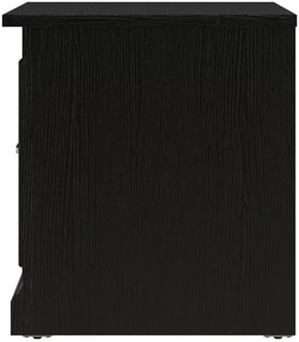 Miniatura 5 de Bush Furniture Woodland - Banco de zapatos pequeño de 24 W con cajón en roble de gamuza negra Organizador estrecho de calzado para entrada