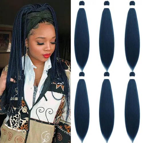 Miniatura 28 de Black Braiding Hair Pre Stretched 16 Inch Black Hair Extensions For Braiding Hypoallergenic Pre-stretched Braiding Hair Natural Knotless Crochet