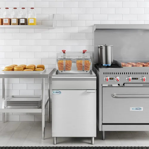 Miniatura 7 de KoolMore Freidora comercial de propano líquido de pie de 75 libras con 150,000 BTU en acero inoxidable, certificación ETL (KM-FDF75-LP)