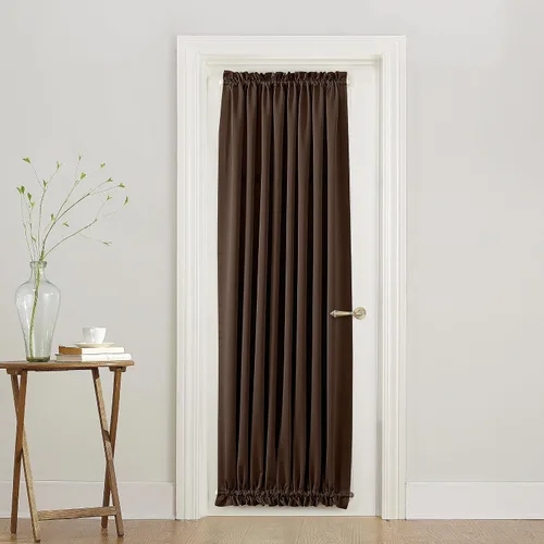 Miniatura 122 de Sun Zero Barrow - Panel de cortina para puerta con bolsillo para barra, de eficiencia energética, 54" x 72", color moca Marrón Mocha