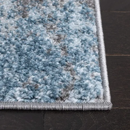 Miniatura 2 de SAFAVIEH Tulum Collection - Alfombra decorativa de 2 x 5 pies, color gris y azul, diseño abstracto moderno, no desprende pelusa y fácil de limpiar