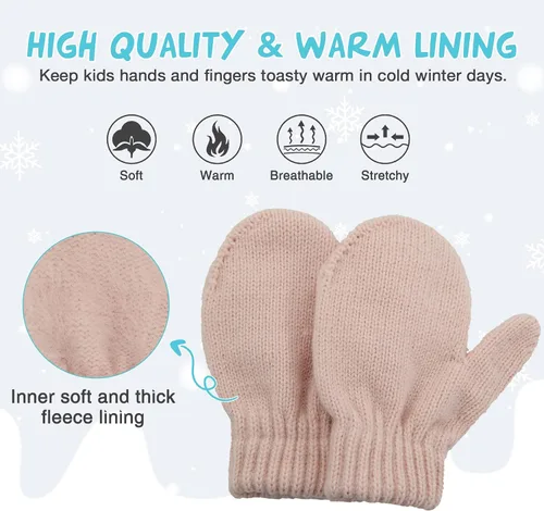 Miniatura 2 de Century Star Guantes cálidos de invierno para niños pequeños, guantes elásticos mágicos para niños y niñas, tejido suave para bebé