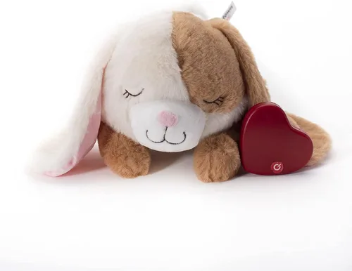 Downtown Pet Supply Heartbeat - Juguete para cachorros con pulso, juguete cómodo de conejo de peluche para perros ansiosos con latido cardíaco