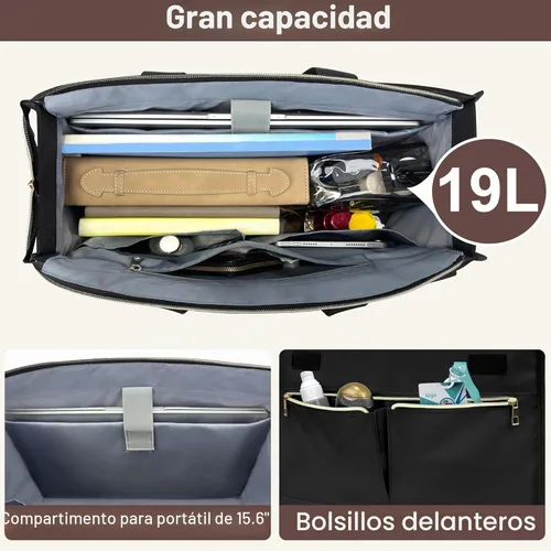 Miniatura 4 de Bolsa para laptop para mujer, bolsa de trabajo de 15.6 pulgadas con compartimentos, bolsa de enfermera, profesora, bolso de oficina grande y ligero