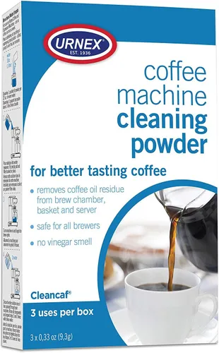 Urnex Limpiador de cafetera y máquina de café expreso, Cleancaf en polvo, 3 paquetes, seguro para Keurig Delonghi Nespresso Ninja Hamilton Beach Mr
