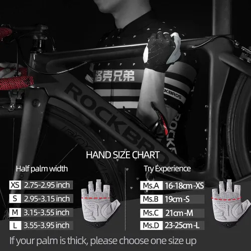Miniatura 6 de ROCKBROS Guantes de ciclismo para hombre, guantes de bicicleta de montaña, guantes de bicicleta SBR Pad antideslizante guantes de conducción