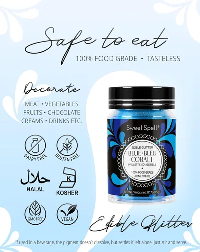 Miniatura 5 de Sweet Spell - Purpurina comestible (15g) - Destellos brillantes para bebidas, pasteles, cócteles - Purpurina 100% comestible y de grado alimenticio