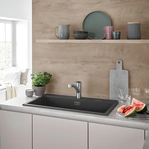 Miniatura 7 de GROHE 30306DC1 - Grifo de cocina Eurosmart de doble caño con rociador extraíble, 6.63 LPM, Supersteel (acero inoxidable)