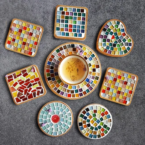 Miniatura 6 de Azulejos de mosaico de cristal cuadrados de 1.1 libras, azulejos de mosaico de vidrio iridiscentes para manualidades, piezas de mosaico
