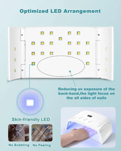 Miniatura 6 de Lámpara de uñas LED UV espaciosa secadora de luz de curado plegable para esmalte de uñas de gel (lámpara blanca pro)