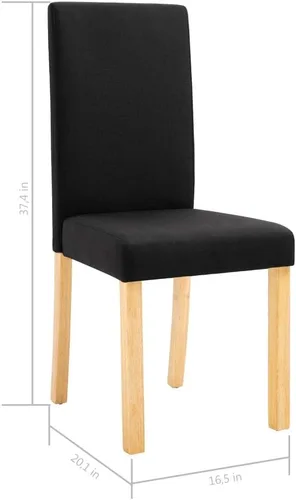 Miniatura 2 de Dining Chair Set of 6 Black Fabric Upholstered with Solid Rubber Wood Frame Modern Ergonomic Design for Dining Room Kitchen and Living Room