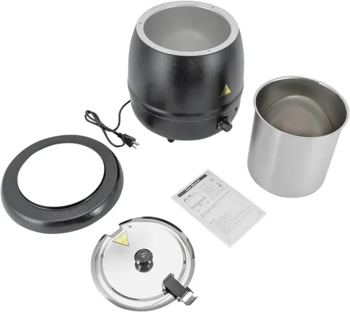 Miniatura 9 de Calentadores de sopa de 10.5 cuartos de galón de calidad comercial con tapa y inserto de acero inoxidable desmontable, calentadores de alimentos