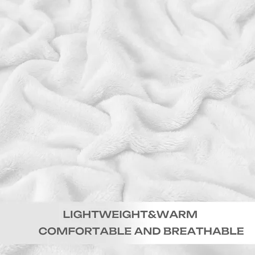 Miniatura 4 de Manta blanca de Navidad súper suave y acogedora para sofá o cama. Manta de microfibra de felpa ligera, 50x60 pulgadas Blanco