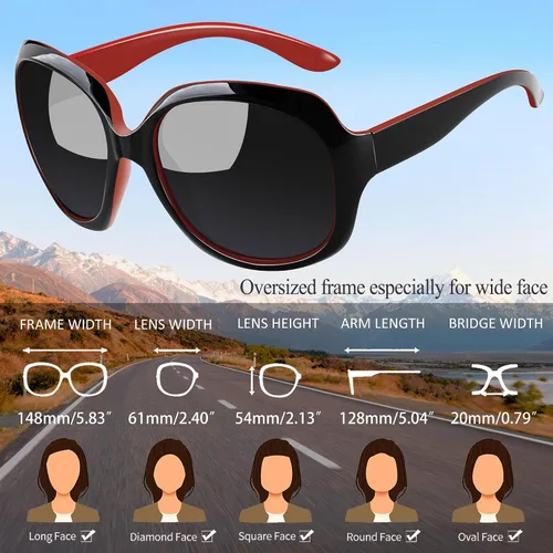Miniatura 11 de Joopin Lentes de sol de gran tamaño para mujer, polarizados, grandes, para conducción, protección UV, grandes sombras