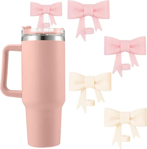 Miniatura 49 de 6 piezas de cubiertas de pajita de silicona para vasos Stanley de 40/30 oz 10 mm (0.4 pulg) cubiertas de pajita a prueba de polvo con diseño