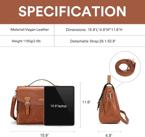 Miniatura 4 de OUKUPA Crossbody Messenger Bag For Women,Leather Briefcase Vintage Shoulder Laptop Handbag Satchel Computer Work Bag