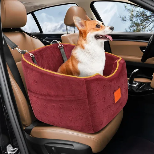 Miniatura 8 de XIEEAOZEE Asiento de automóvil para perros pequeños, asiento elevado de espuma viscoelástica para perros de hasta 35 libras, asiento elevado