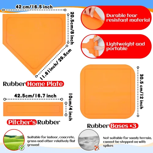 Miniatura 2 de Hiboom Juego de 16 piezas de kickball deportivo que incluye bola de parque infantil de 10 pulgadas, 5 bases de goma, bomba de bola, 10 conos