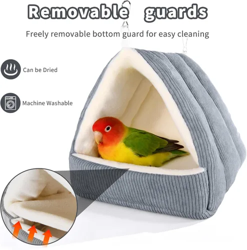 Miniatura 4 de Cama pequeña para pájaros cálida de invierno para jaula con hamaca colgante y tienda de campaña de felpa suave, nido para dormir escondido