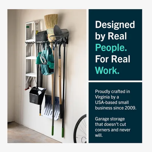 Miniatura 6 de StoreYourBoard Estante Montado en Pared con 4 Ganchos de Garaje – Soporte de Acero Resistente para Almacenamiento de Garaje y Jardín para Cobertizo
