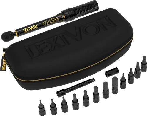 Miniatura 8 de LEXIVON Llave de torque para bicicleta de 1/4 de pulgada, kit de 15 piezas Engranaje de 72 dientes, clic de doble dirección, tipo 2~26 Nm