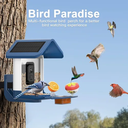 Miniatura 6 de Comedero para pájaros con cámara alimentado por energía solar: Comedero inteligente para aves con cámara de alimentación en vivo de 2K