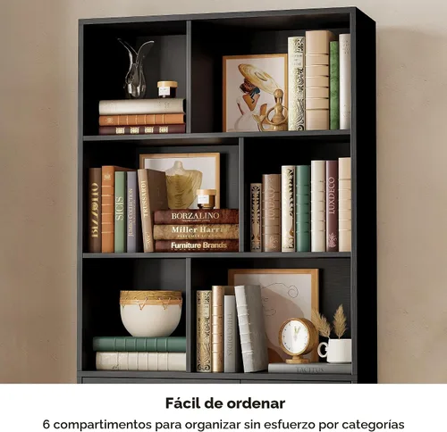 Miniatura 5 de IRONCK Estantería con cajones, estantería de 70.9 pulgadas de alto con puertas, estanterías y estanterías con almacenamiento, estantería con 6 cubos