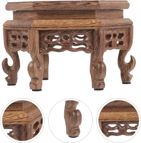 Miniatura 6 de Didiseaon Taburete de madera para plantas, soporte de exhibición chino, soporte retro para maceta, estante decorativo para jardinera, estante