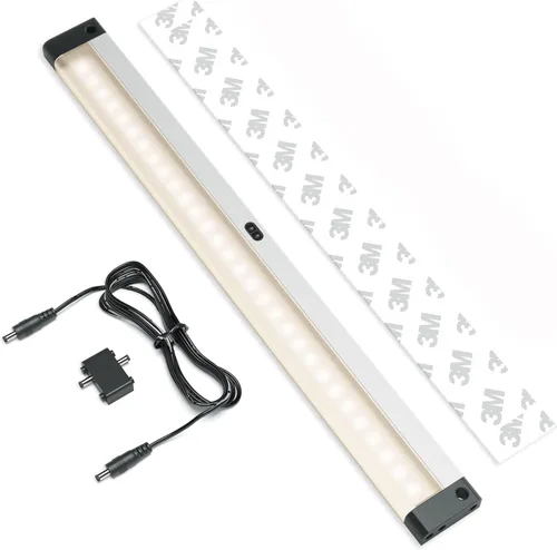 EShine Tira de iluminación LED regulable de 12 pulgadas para debajo del gabinete con sensor de movimiento de onda manual, negro, con accesorios (no