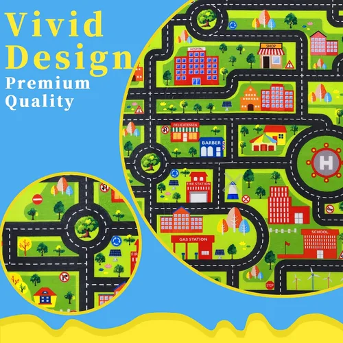 Miniatura 4 de FairOnly Alfombra infantil de 3 x 5 pies para niños, alfombra de juego para la vida de la ciudad, alfombra educativa para el automóvil, alfombra