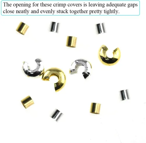 Miniatura 7 de Cuentas de crimpado de tubo pequeño de 0.079 pulgadas y cubiertas de nudo de cuentas de crimpado de 0.157 pulgadas, semicircular, fácil de colocar