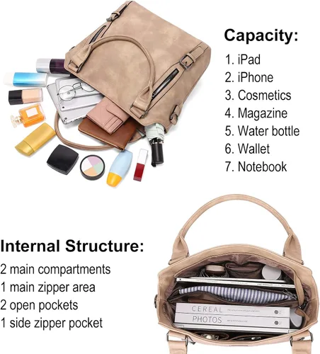 Miniatura 4 de CLUCI - Bolsos de cuero vegano para mujer, bolso grande y de hombro tipo hobo