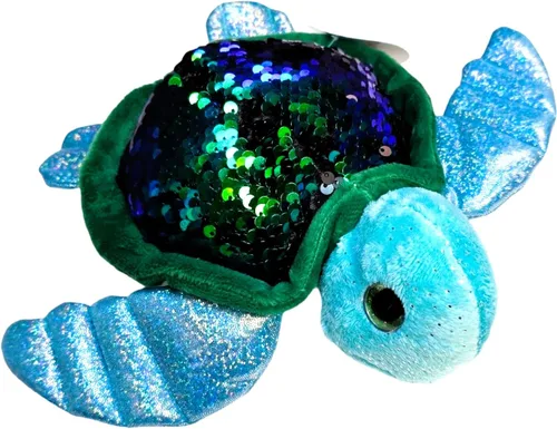 Miniatura 9 de Zugar Land Peluche reversible de tortuga marina con lentejuelas (11 pulgadas), diseño de lentejuelas reversibles, color rosa intenso/plateado