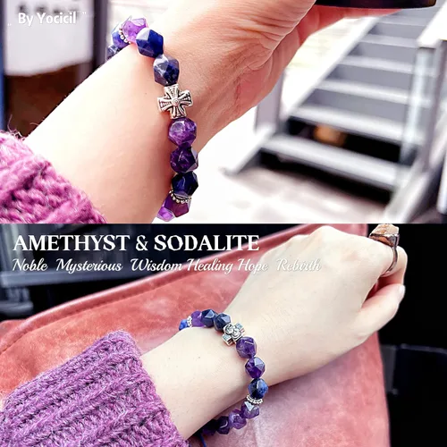 Miniatura 32 de Pulseras de la amistad, pulsera de obsidiana negra arcoíris para mujeres y hombres, 0.394 pulgadas (0.394 in), ojo de tigre, hematita y cristal