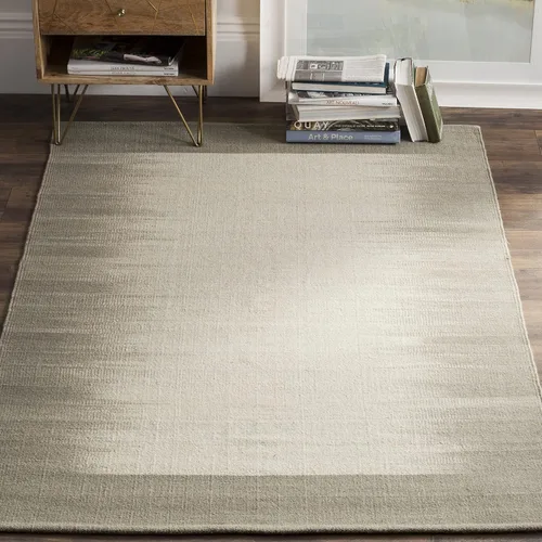 SAFAVIEH Kilim Collection - Alfombra decorativa de 4 x 6 pies, color beige y verde claro, hecha a mano, lana de tejido plano, ideal para zonas de