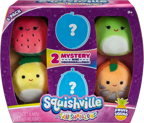 Miniatura 2 de Squishville de Squishmallows Mini Plush Fruit Squad, seis peluches suaves de 2 pulgadas, frutas irresistiblemente coloridas, mini melocotón, piña