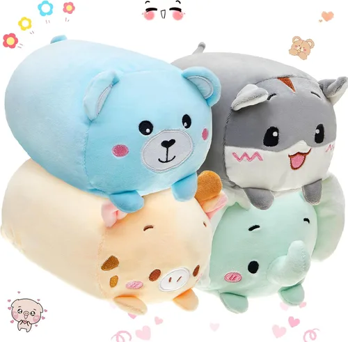 Leitee 4 piezas de animales de peluche a granel de 8 pulgadas, lindos juguetes de peluche para niños y niñas, caja de regalo de cumpleaños, juguetes