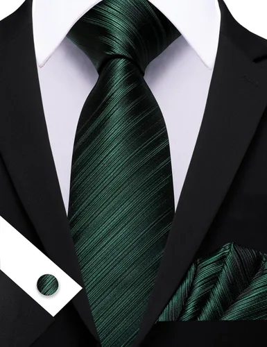Miniatura 393 de Barry.Wang Juego de corbatas para hombre, corbata de seda a rayas, tejido a cuadros, gemelos formales, negocios, boda
