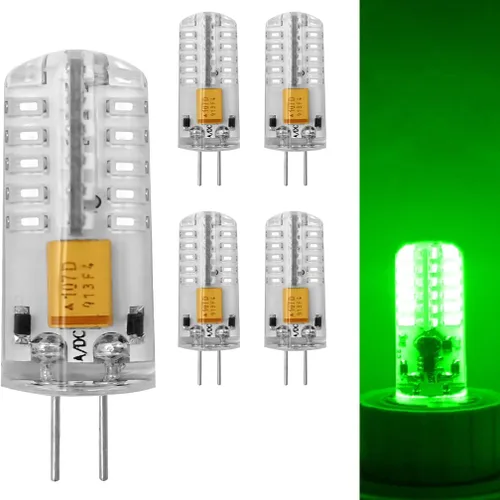 Honle Green G4 Bombillas LED AC/DC 12 V 2.5 W equivalente a base bi-pin 20 W lámpara halógena no regulable 200 lúmenes RGB colorido para iluminación