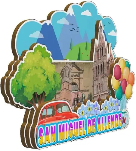 Miniatura 2 de Imán de San Miguel de Allende México para nevera de madera 3D, monumentos de viaje, coleccionables, recuerdos, decoración hecha a mano -2315