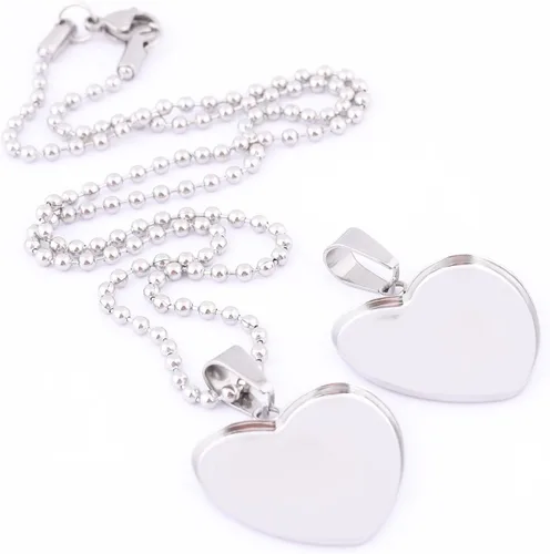 Miniatura 6 de 40 unidades de 0.972 in con ajustes de cabujón de corazón de acero inoxidable Bisel Colgante Bandejas DIY Neclace Base en blanco para suministros